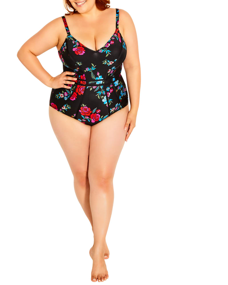 Plus size model wearing Serena Printed One-Piece by City Chic | Dia&Co | dia_product_style_image_id:201537